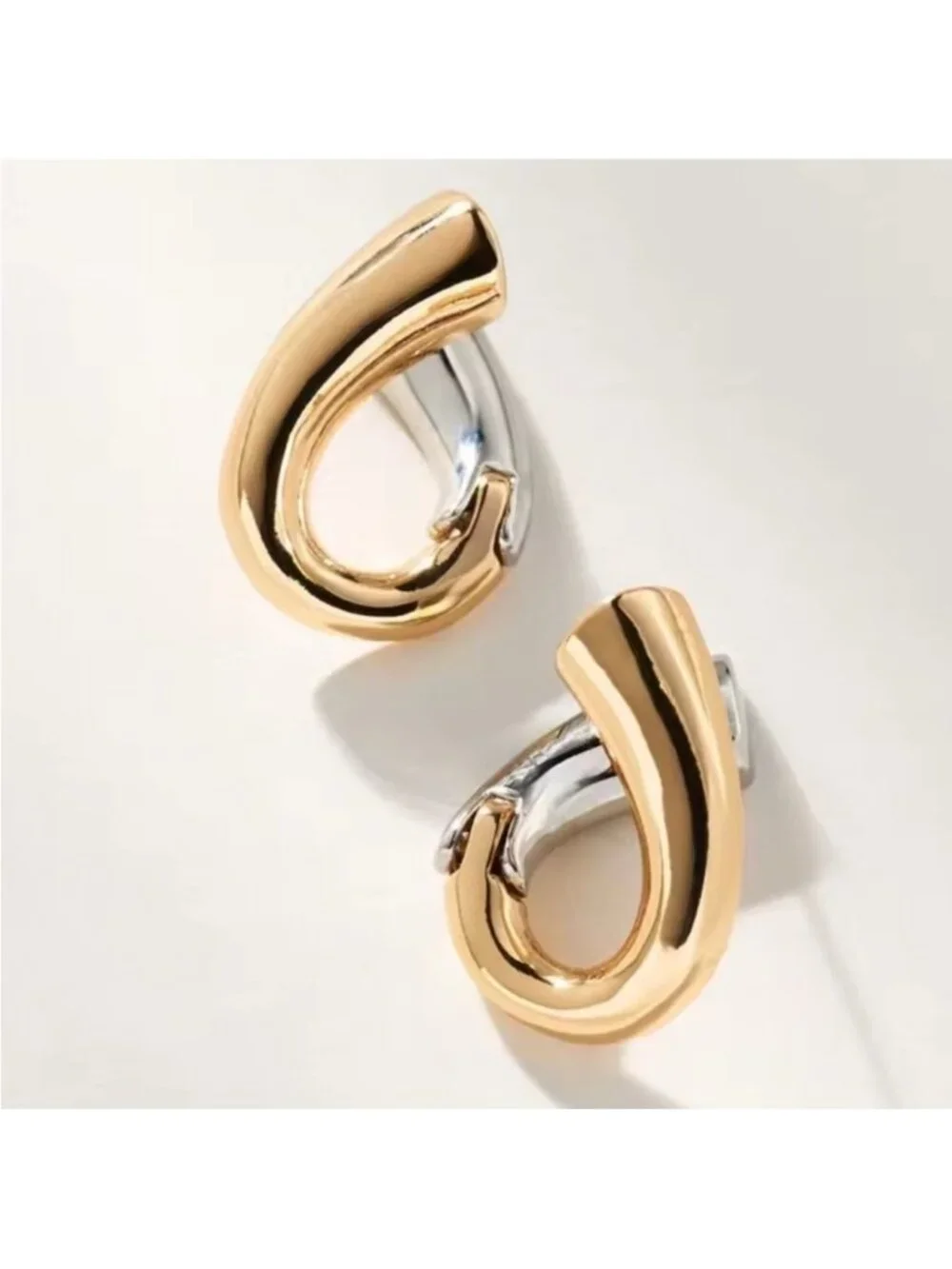 New! Anthropologie Two Tone Oval Earrings (3006)  NWOT